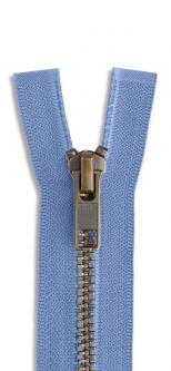 YKK Altmessing Metall Reißverschluss teilbar 837 - taubenblau