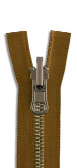 YKK Altmessing Metall Wende Reißverschluss teilbar 022 - ockerbraun