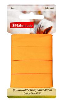 Nähmit 5m Karte Baumwoll Schrägband, 100% Baumwolle 40/20 506 - gelb