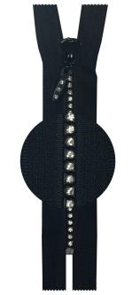 Nicht teilbarer Fashion Strass Reißverschluss 40cm - schwarz