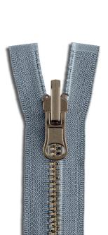 YKK Altmessing Metall Wende Reißverschluss teilbar 575 - blaugrau