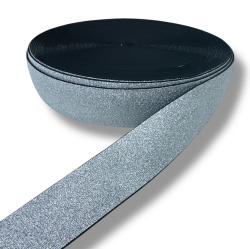 Glitzer Gummiband Bundgummi - 40mm breit Meterware silber