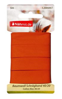 Nähmit 5m Karte Baumwoll Schrägband, 100% Baumwolle 40/20 850 - rost