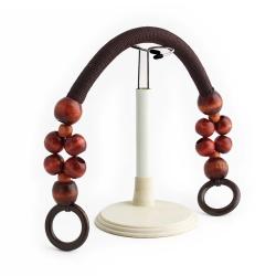 1 Taschengriff mit Holzperlen 48cm 570 - braun