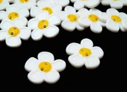 Kinderknopf Quiltknopf Blume weiß 