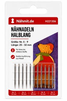 Handnähnadeln halblang Nr. 5 - 9 / 25 - 32mm Lang Größe - 5-9