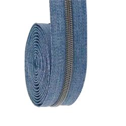 DENIM - Spirale Metallisierter Reißverschluss - Meterware endlos Titan