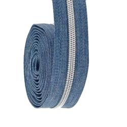 DENIM - Spirale Metallisierter Reißverschluss - Meterware endlos Silber